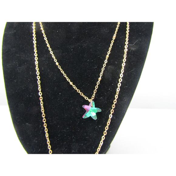 Blue Heart 3 Tiered Rhinestone Pendant Necklace Choker Chain Boho - Picture 4 of 6